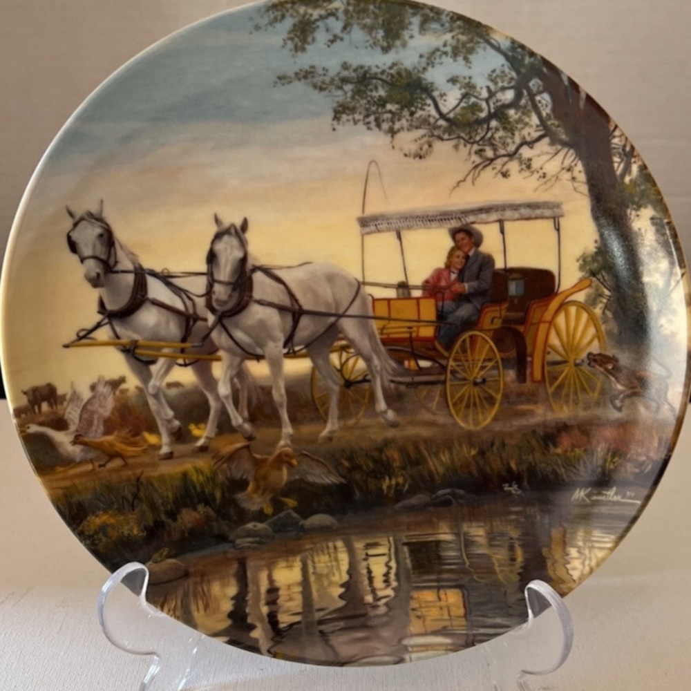 Knowles 1985 Collector Plate with Gold Accents “The Surrey With the Fringe ontop